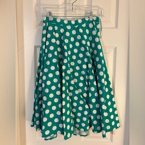 Hell bunny vixen green polka dot circle skirt. Retro rockabilly